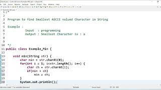 Program to find Smallest ASCII valued Character in String