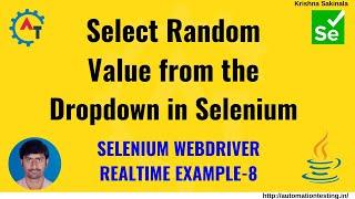 Select Random Value From the Dropdown in Selenium WebDriver | Selenium Real Time Example