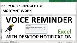 Notification Popup Reminder in Excel That Beeps and Speaks - Very Useful and easy