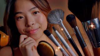 ASMR Brushing You With All of My Brushes  Slow Visual Triggers (With & Without Soft Layered Sounds)