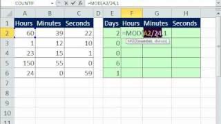 Excel Magic Trick 600: Convert Hours to Days & Hours using MOD & INT functions