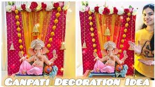 Ganpati Decoration 2024/ Ganpati Decoration Ideas at home 2024/ Easy Ganpati Decoration Ideas/Makhar