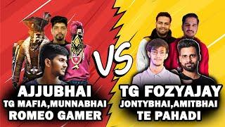 AJJUBHAI SQUAD VS TG FOZYAJAY, TE PAHADI SQUAD | ROMEO GAMER,MUNNABHAI,AMITBHAI,JONTYBHAI,TG MAFIA