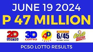 Lotto Result Today 9pm June 19 2024 | PCSO Complete