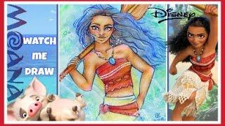 HOW TO DRAW MOANA - DISNEY | FANART | WATCH ME DRAW | Helik Thakur