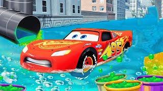 MEGA FLOOD vs LIGHTNING MCQUEEN & PIXAR CARS in BeamNG.drive