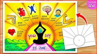 How to Draw Yoga Day Poster drawing || International Yoga Day Chart Project - Easy way