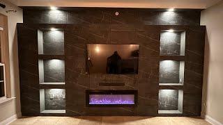 How to build a tv fireplace media wall. Timelapse