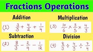 How to Add Subtract Multiply and Divide three fractions |