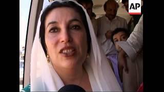 WRAP Bhutto arrives  back after eight years' exile; comments; crowds ADDS more