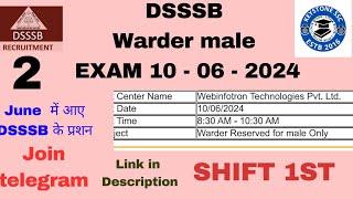 DSSSB PYQ 10-06-2024  (WARDER exam)  1st  shift 2nd part  ( math Section) @Keystone01