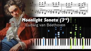 Beethoven - Moonlight Sonata (3rd Movement) - Piano Tutorial with Sheet Music
