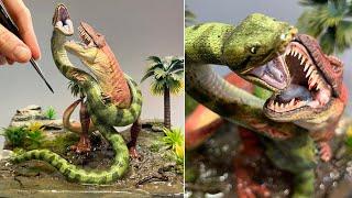 T-REX VS TITANOBOA SNAKE! Diorama, Polymer Clay