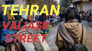 Street Vendors in TEHRAN [4K] / Walking through VALIASR Street #iran #tehran #walking