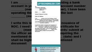 Request Letter for NOC from Bank - Sample Request Letter for No Objection Certificate from Bank