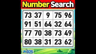 NumberSearch. Challenge the limits of concentration. 【Memory | Concentration | Brain training】 #025