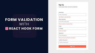 Form Validation in React with React Hook Form.