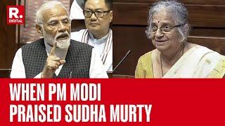 PM Modi Thanks Sudha Murty In Rajya Sabha For Raising Women Issues In Her Maiden Speech