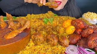 ASMR EATING SPICY CHICKEN BIRYANI,CHICKEN CURRY,RAITA,CHICKEN LEG PIECE *BIRYANI EATING*