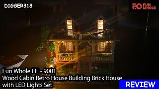 Fun Whole FH   9001 Wood Cabin Retro House Building Brick House with LED Lights Set Toy Review 4K