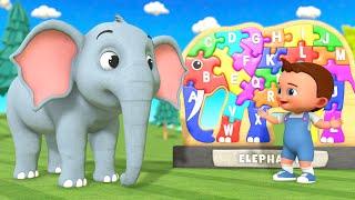 Learning Alphabets with Elephant Wooden Alphabets Puzzle Toy Set | A-Z Kids 3D Educational Toddlers