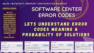 Software Center Install Error Codes on SCCM / MECM managed client computers