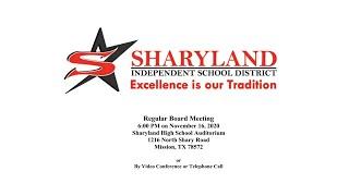 Regular Board Meeting November 16, 2020 at 6:00 PM