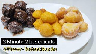 Instant Donut Recipe Without Yeast | 3 Flavors | Instant Snacks Recipe | 2 Mins Easy Snack At Home