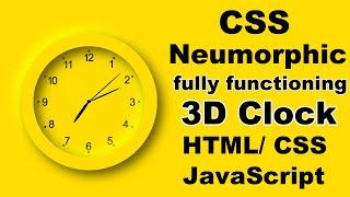 Fully functioning Analog Clock using HTML CSS JavaScript, JavaScript clock, css neumorphism