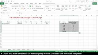 Chuyển cột thành dòng, chuyển dòng thành cột trong Microsoft Excel 2016