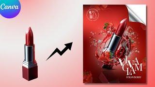 Lipstick Advertising Poster Design in Canva | Product ad Poster - Product Commercial