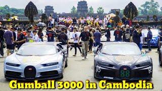 Great Gumball 3000 event in Cambodia.  Cars from many countries participated in the program.