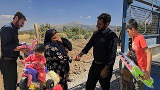 Ali return brings happiness to his wife and children and repairs to the roof of the balcony