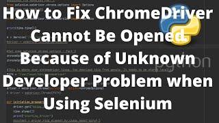 How to Fix ChromeDriver Cannot Be Opened Because of Unknown Developer Problem when Using Selenium