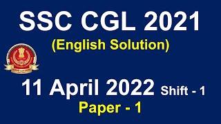 SSC CGL 11 April Shift-1 English Paper 2021 | SSC CGL 2021 All Shifts English paper solution