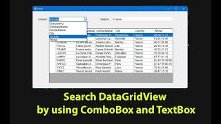 How to Search/Filter DataGridView by using ComboBox and TextBox in C#