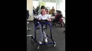 Dana (Cerebral Palsy CP) TheraFit Gym walking in Rifton Pacer