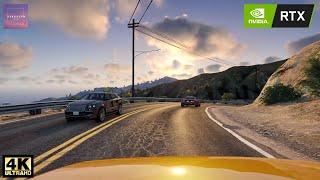 GTA 5 Relaxing Driving Tour | Realistic Drive w/ Steering Wheel | Natural Vision Evolved 2022