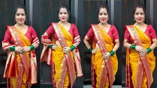 totally Marathi style saree draping with Marathi look। how to wear nauvari style saree