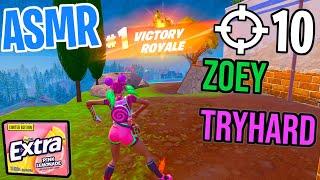 ASMR Gaming  Fortnite Zoey Tryhard! Relaxing Gum Chewing  Controller Sounds + Whispering 