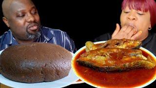 My husband thinks his the smart one Asmr African food mukbang fish pepper and brown fufu