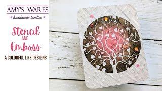 Get out those old embossing folders Y'all and combine with STENCILS! No Sentiment Love Card!