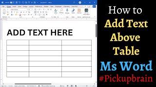 How to write text above table in Microsoft Word:  2 Methods