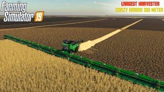 Farming Simulator 19 - The Largest Harvester With Crazy Header 100 Meter