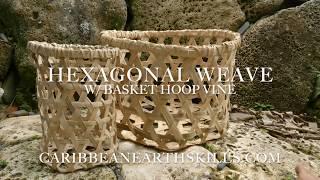 Hexagonal weave with basket hoop vine (trichostigma octandrum).  Tropical survival skills