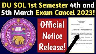 DU SOL 1st Semester Tomorrow Exam Cancelled 2023! DU SOL First Semester Exams Important Notice 2023!
