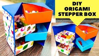 DIY Origami secret stepper box | Make jewellery storage box | Beautiful stepper box organizer |