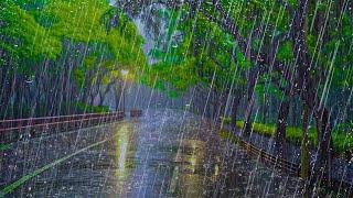 HEAVY RAIN for Sleeping Well and Relax Your Mind - Sound of Rain, Wind and Thunder at Night