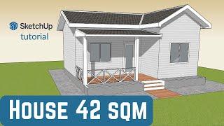 Simple shape of a House 7m x 6m (42 sqm) | SketchUp Tutorial