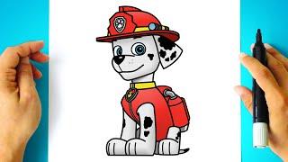 How to DRAW MARSHALL - Paw Patrol